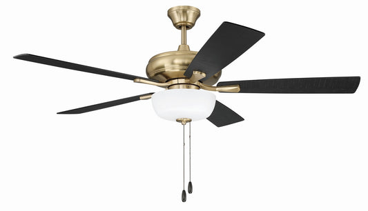 EOS 2 Light Frosted White Bowl 52" Ceiling Fan 52" Ceiling Fan in Satin Brass