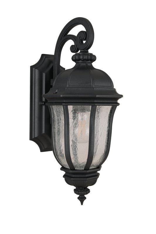 Harper One Light Outdoor Wall Lantern in Textured Black