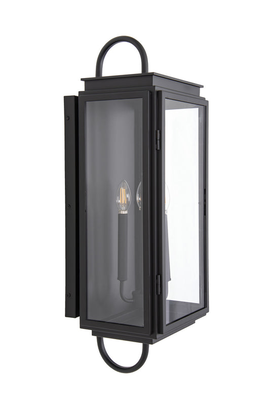 Irving Three Light Outdoor Wall Lantern in Textured Black