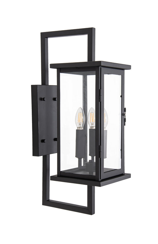 Jordan Three Light Outdoor Wall Lantern in Textured Black