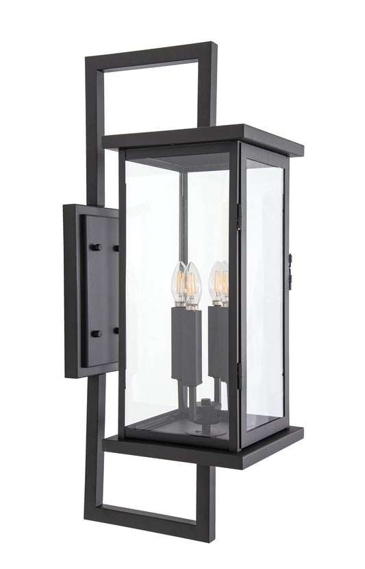 Jordan Four Light Outdoor Wall Lantern in Textured Black