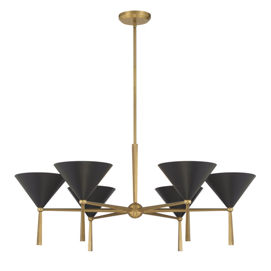 Cortan Six Light Chandelier in Legacy Brass