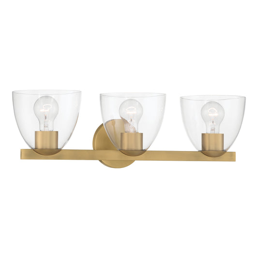 Noellea Three Light Vanity in Legacy Brass