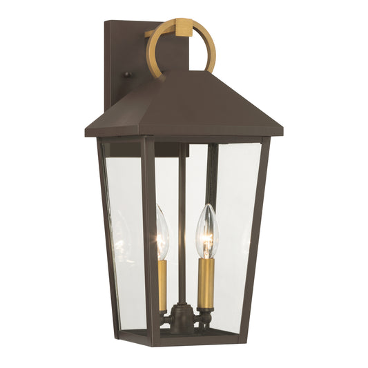 Bayra Two Light Outdoor Wall Lantern in Painted Legacy Brass