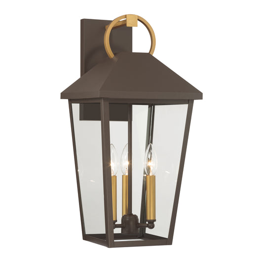 Bayra Three Light Outdoor Wall Lantern in Painted Legacy Brass