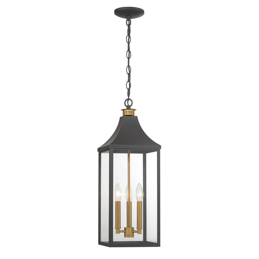 Hurstborne Three Light Outdoor Hanging Lantern in Dark Matte Black