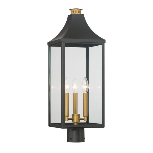 Hurstborne Three Light Outdoor Post Lantern in Dark Matte Black