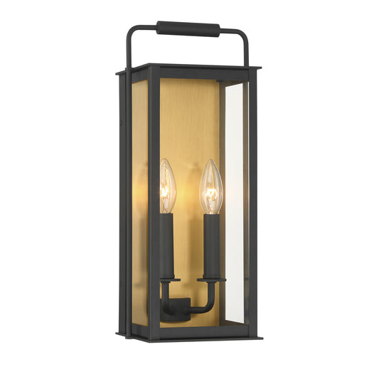Aberdeen Two Light Outdoor Wall Sconce in Sand Coal Black