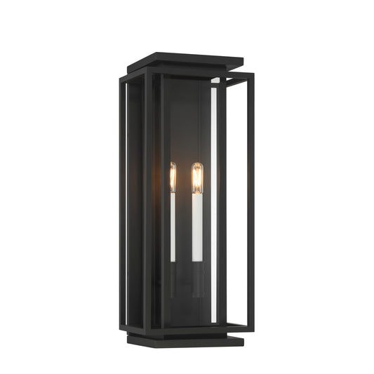 Stratford Two Light Outdoor Wall Sconce in Dark Matte Black