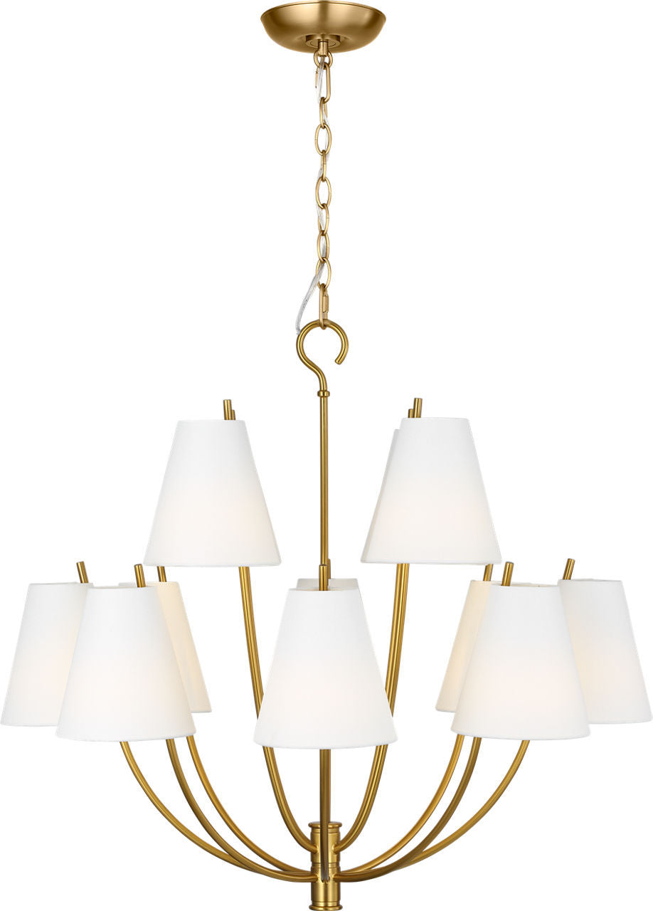 Marina 12 Light Chandelier in Burnished Brass | Burnished Brass