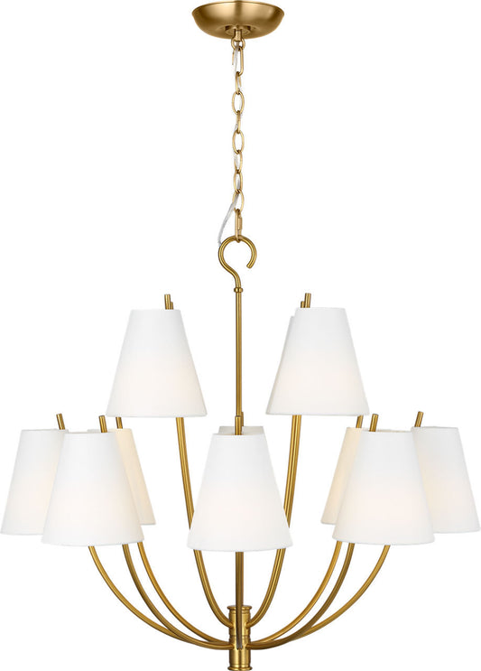 Marina 12 Light Chandelier in Burnished Brass | Burnished Brass