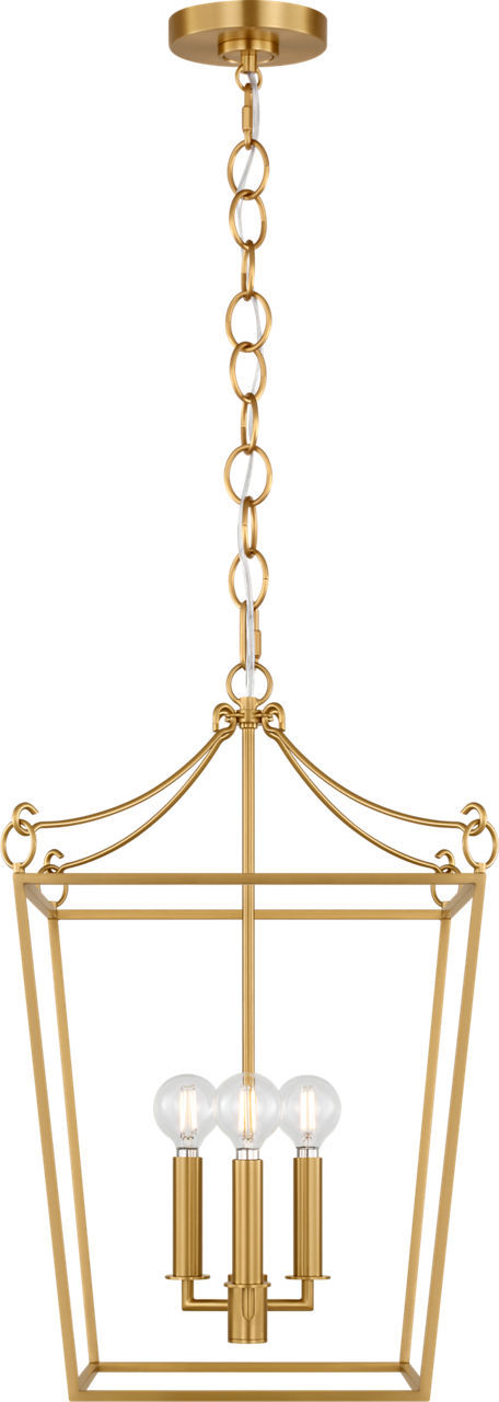 Carlyle Three Light Lantern in Burnished Brass | Burnished Brass