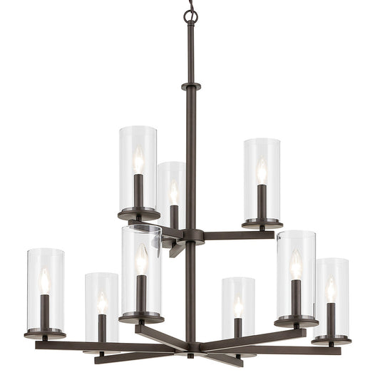 Crosby Nine Light Chandelier in Olde Bronze