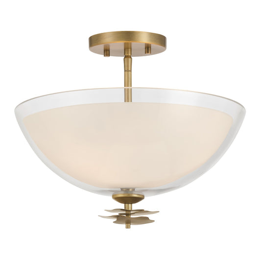 Elowen Three Light Semi-Flush Mount in Legacy Brass