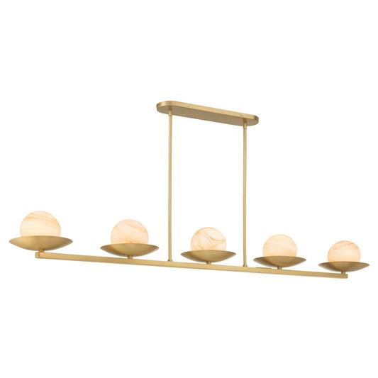 Olenne Five Light Linear Chandelier in Legacy Brass