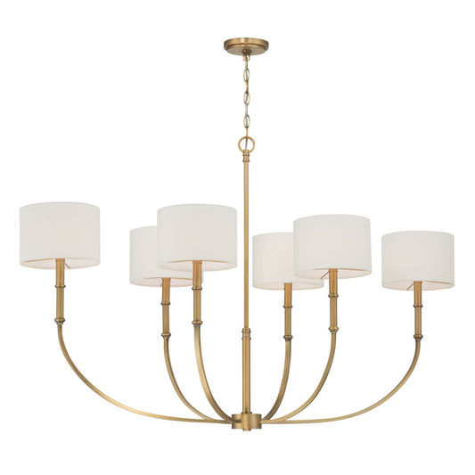 Molvene Six Light Linear Chandelier in Legacy Brass