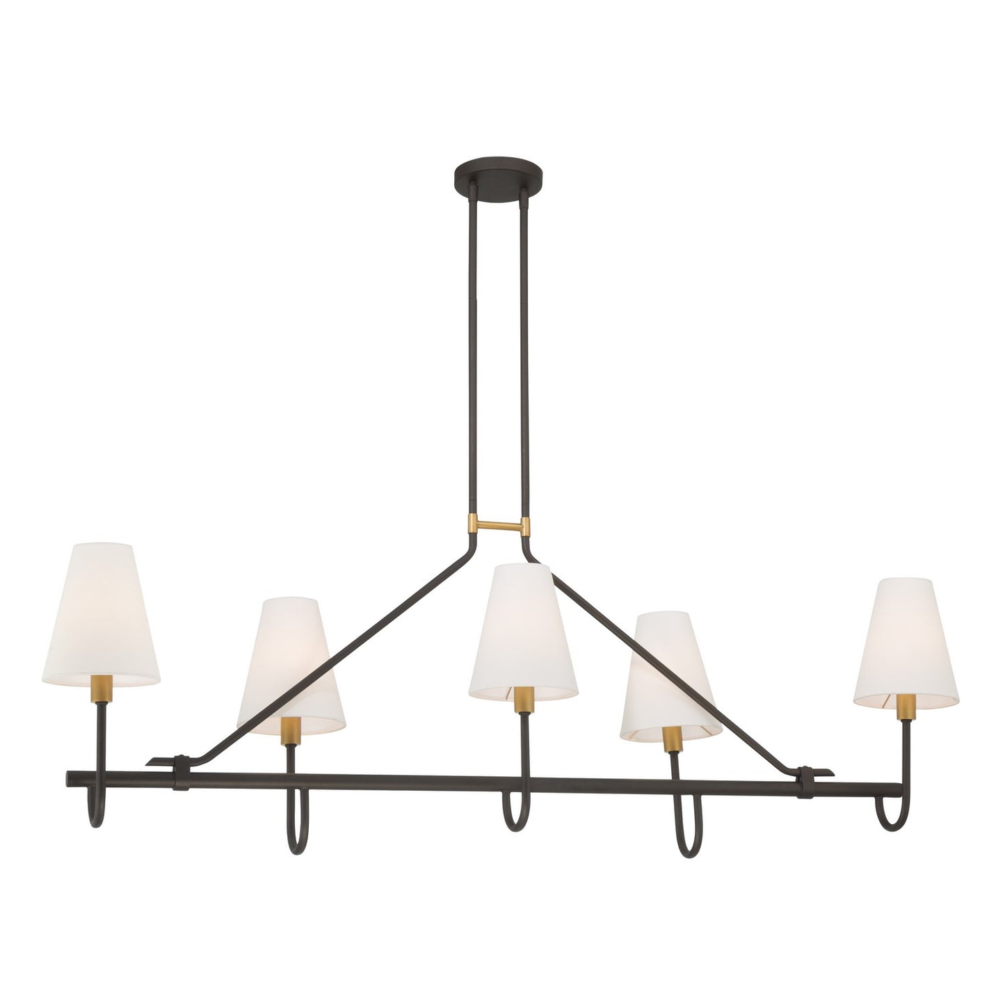 Bellforge Five Light Linear Chandelier in Legacy Brass
