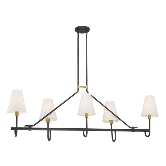 Bellforge Five Light Linear Chandelier in Legacy Brass