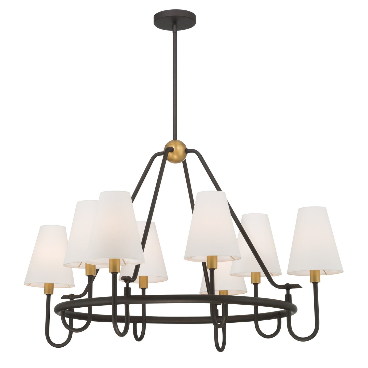 Bellforge Eight Light Pendant in Legacy Brass