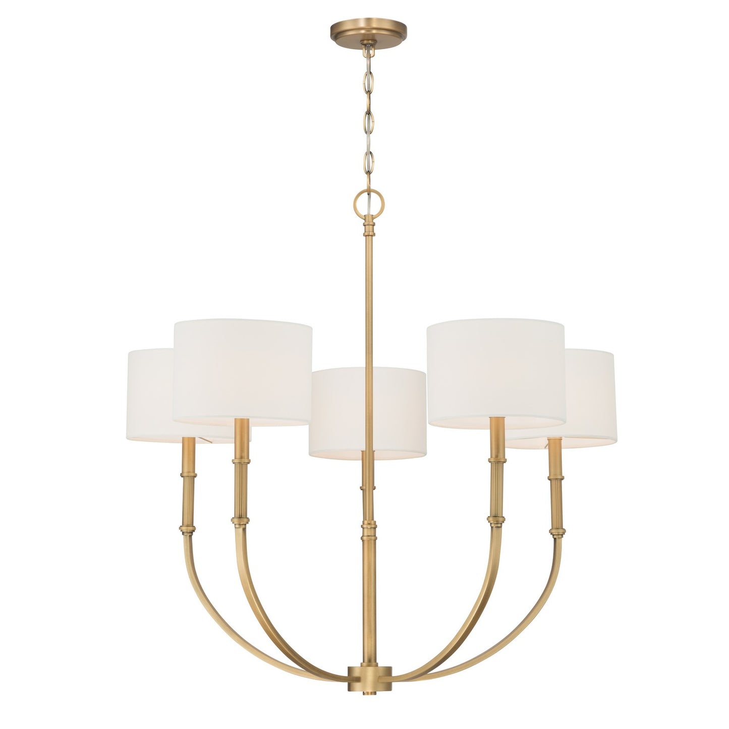 Molvene Five Light Chandelier in Legacy Brass