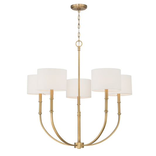Molvene Five Light Chandelier in Legacy Brass