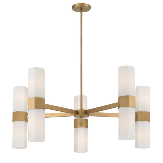 Delgada Ten Light Chandelier in Legacy Brass