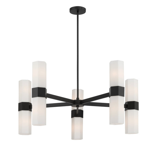 Delgada Ten Light Chandelier in Dark Matte Black