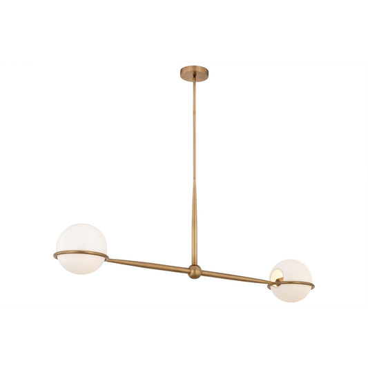 Orstyn Two Light Linear Chandelier in Legacy Brass