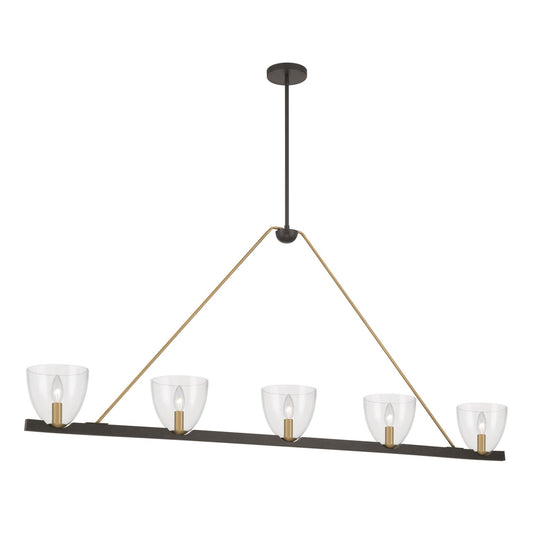Noellea Five Light Linear Chandelier in Dark Bronze