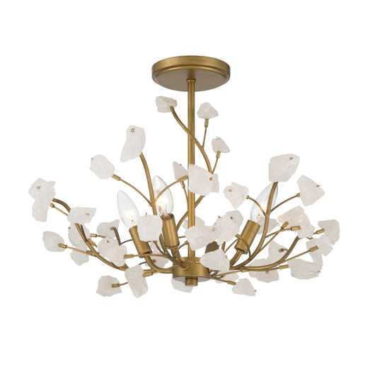 Ramus Five Light Semi-Flush Mount in Painted Legacy Brass