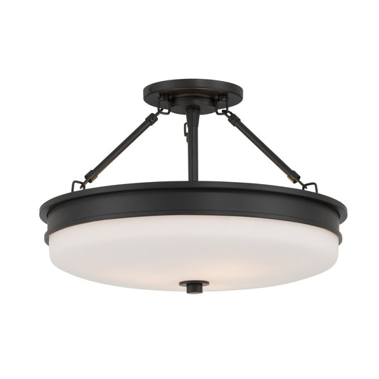 Halora Three Light Semi-Flush Mount in Dark Matte Black