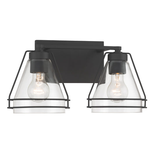 Lorenth Two Light Vanity in Dark Matte Black