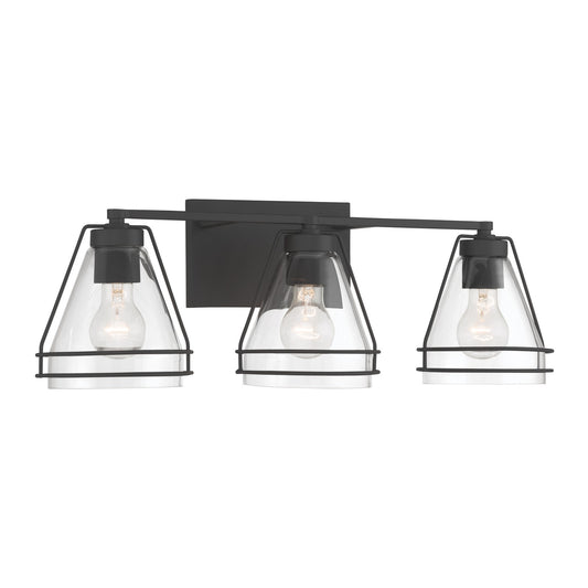Lorenth Three Light Vanity in Dark Matte Black