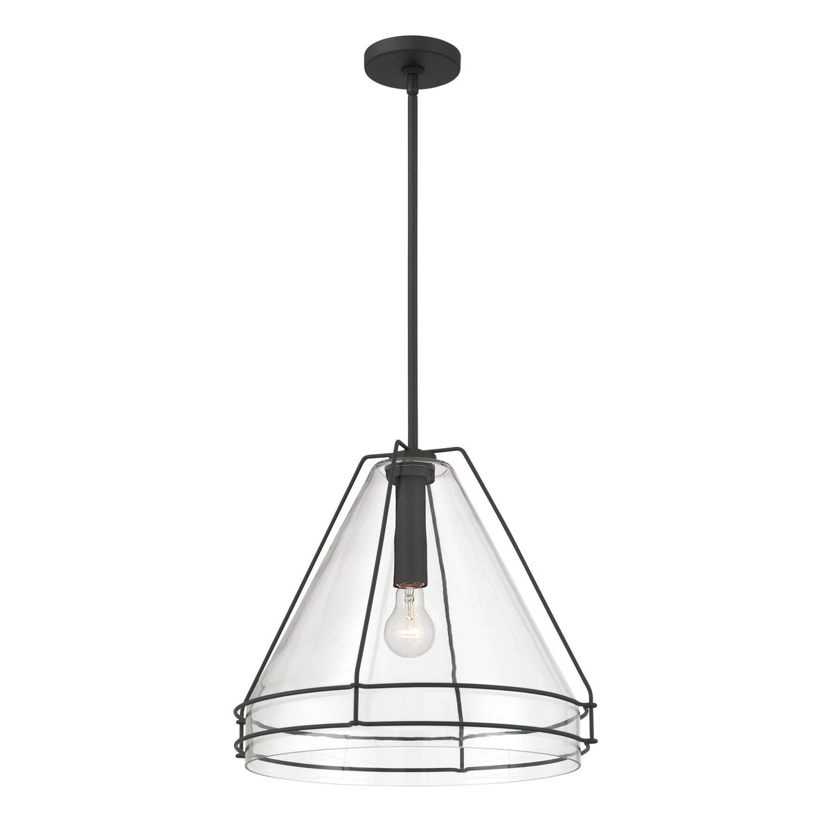 Lorenth One Light Pendant in Dark Matte Black