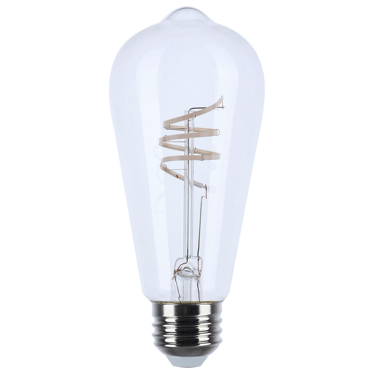 (4-Pack) Satco S11529 6W LED ST19 Edison Bulb, E26 Base, 3000K, 500 Lumens, Clear