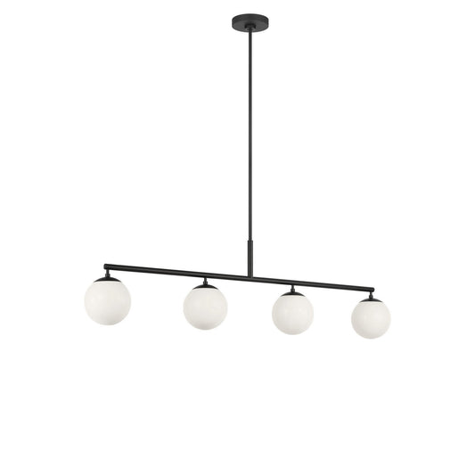 Nube Four Light Linear Chandelier in Midnight Black