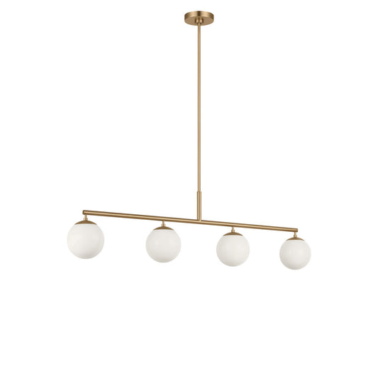 Nube Four Light Linear Chandelier in Satin Brass