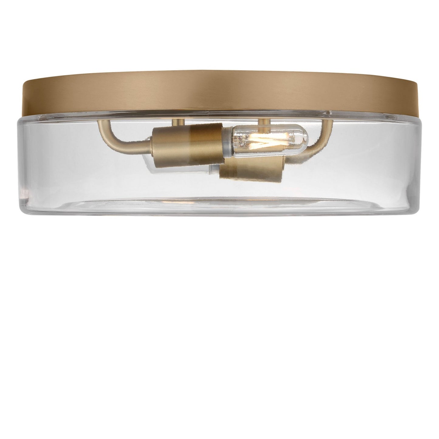 Rhett Two Light Flush Mount in Satin Brass