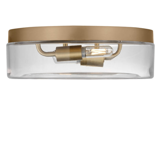Rhett Two Light Flush Mount in Satin Brass