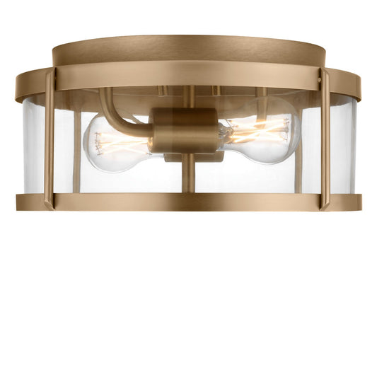 Lumra Two Light Flush Mount in Satin Brass