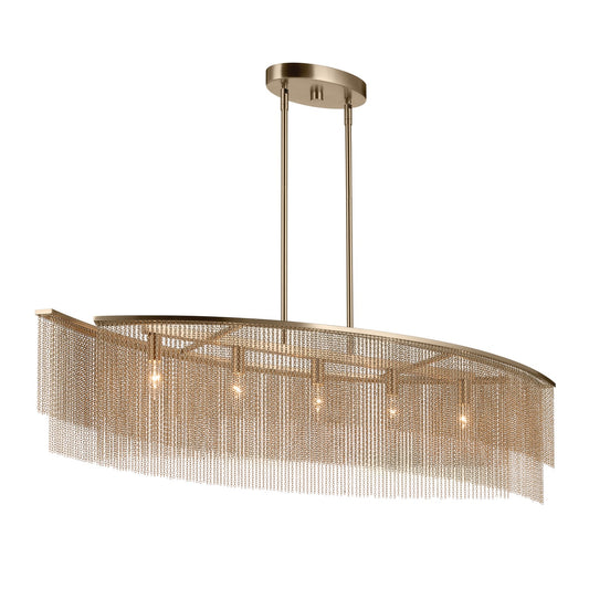 Khaite Five Light Linear Chandelier in Champagne Bronze
