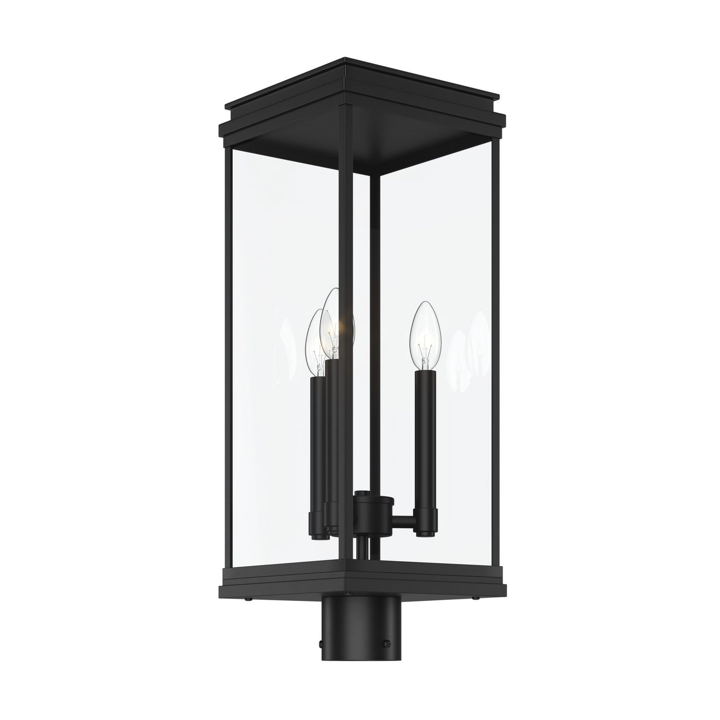 Lundon Three Light Outdoor Post Lantern in Black