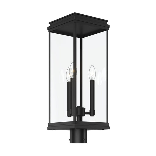 Lundon Three Light Outdoor Post Lantern in Black