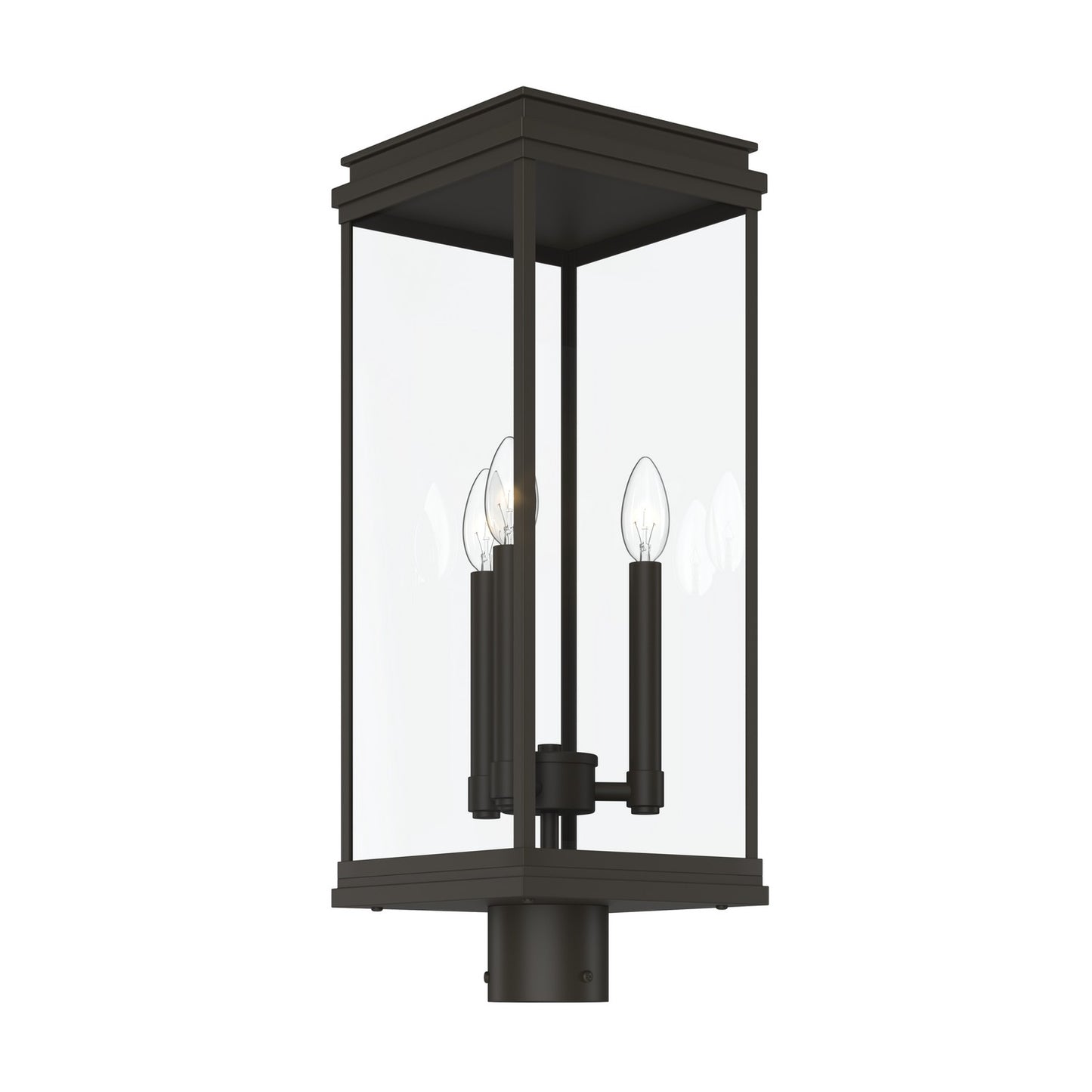 Lundon Three Light Outdoor Post Lantern in Olde Bronze