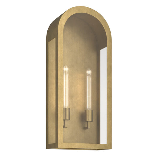 Marea Two Light Outdoor Wall Mount in Natural Brass