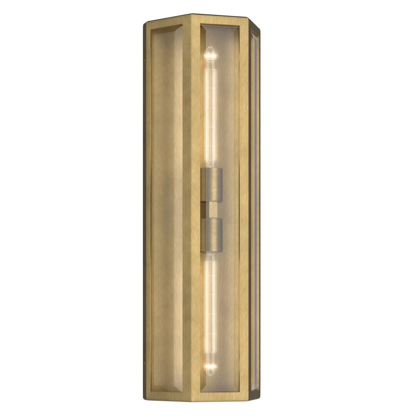 Berens Two Light Outdoor Wall Mount in Natural Brass