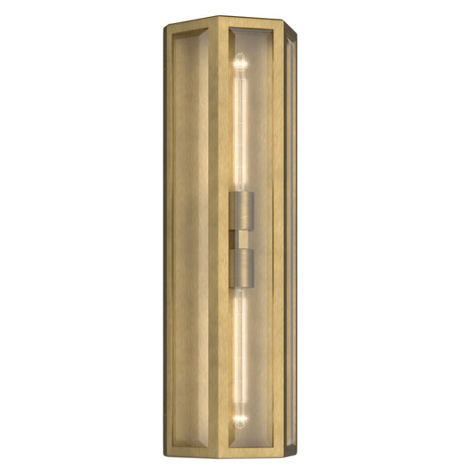 Berens Two Light Outdoor Wall Mount in Natural Brass