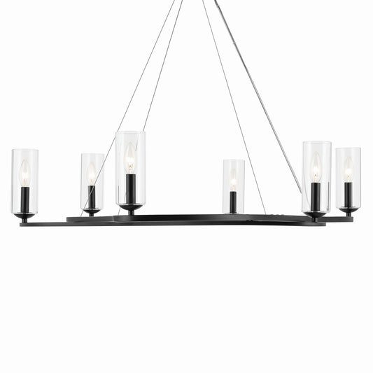 Harpin Six Light Chandelier in Black