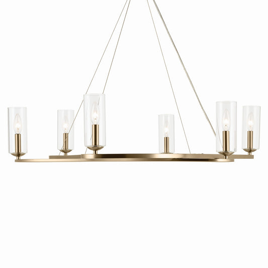 Harpin Six Light Chandelier in Champagne Bronze