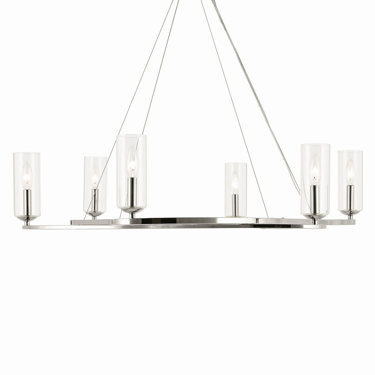 Harpin Six Light Chandelier in Polished Nickel